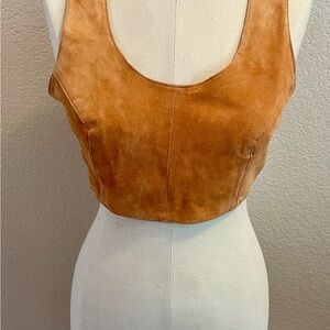 Vintage CHIA Women's Tan Suede Crop Top Medium